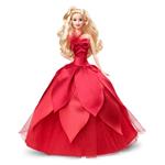 Barbie Magia delle Feste 2022, bambola con abito rosso, stella di Natale applicata alla scollatura