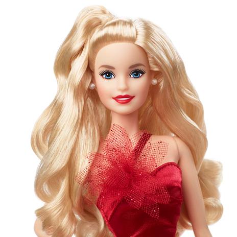 Barbie Magia delle Feste 2022, bambola con abito rosso, stella di Natale applicata alla scollatura - 3