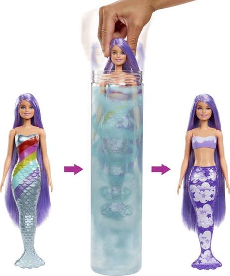 Barbie-Color Reveal Assortimento Bambola Sirena Cambia Colore con Look Misterioso da Rivelare - 9