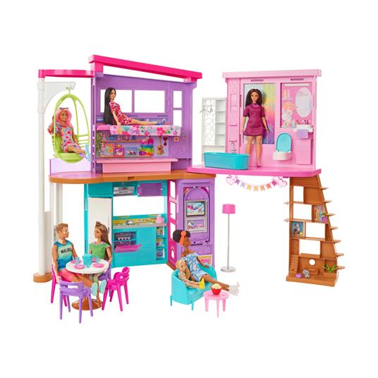 Barbie - Barbie Casa di Malibu 106 cm playset casa delle bambole con 2 piani, 6 stanze, ascensore altalena e più di 30 pezzi - 3