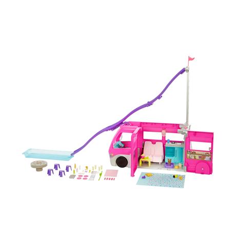 Barbie - Camper dei Sogni, Veicolo con Scivolo e Piscina e 7 Aree Gioco; Alto 76 cm include 2 Cuccioli ed oltre 60 Accessori - 2