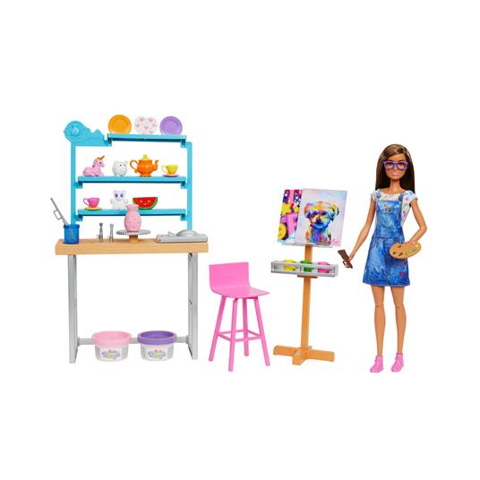 Barbie - Studio d'arte Creatività e Relax, include bambola Barbie con oltre 25 accessori e pasta da modellare - 3