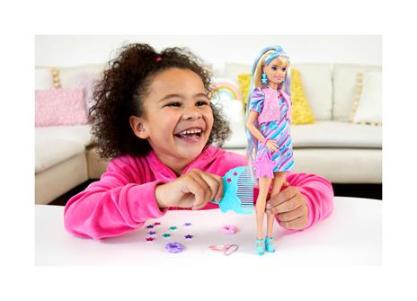 Barbie - Super Chioma Bambola con abito a stelle, capelli fantasia lunghi 21,6cm, abito, 15 accessori alla moda - 9
