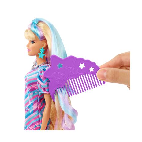 Barbie - Super Chioma Bambola con abito a stelle, capelli fantasia lunghi 21,6cm, abito, 15 accessori alla moda - 4