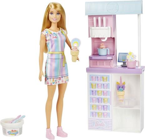 Barbie-Playset Gelateria con Bambola Bionda, Macchina per Fare il Gelato, 2 Barattolini di Pasta Modellabile - 3