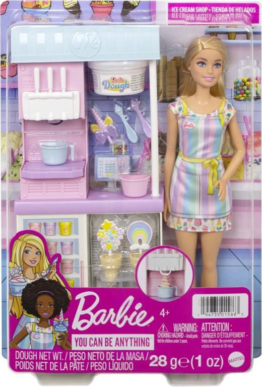 Barbie-Playset Gelateria con Bambola Bionda, Macchina per Fare il Gelato, 2 Barattolini di Pasta Modellabile - 4