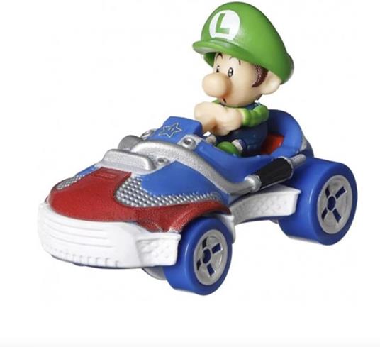Hot Wheels Modellino auto Die Cast Mario Kart Baby Luigi Sneeker - Scala 1:64 lunghezza 5cm