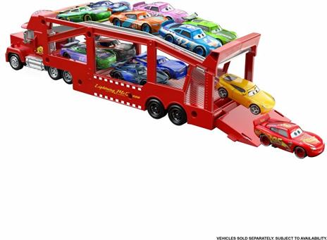 Disney Pixar Cars Mack Trasportatore, camion da 33 cm con rampa per trasportare 12 macchinine - 7