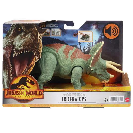 Jurassic World - Il Dominio Roar StrikersTriceratopo Erbivoro Action  Figure, con ruggito, attacco a forti testate - Mattel - Dinosauri -  Giocattoli