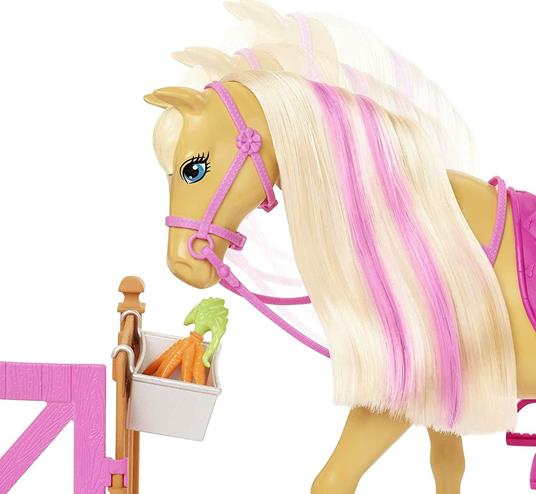 Barbie- Il Ranch di Barbie, Playset con Bambola Barbie Bionda, 2 Cavalli e Oltre 20 Accessori per Spazzolare e Coccolare gli Animali, Giocattolo per Bambini 3+Anni, HGB58, Imballaggio Sostenibile - 3