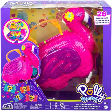 Polly Pocket - Fenicottero Mega Party Pignatta con Coriandoli e 25 Sorprese, Giocattolo per Bambini 4+ Anni, HGC41 - 6