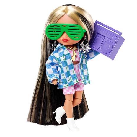 Barbie - Extra Minis Mini Bambola Articolata con Giacca a Quadri e Morbidi Capelli Bicolore - 4