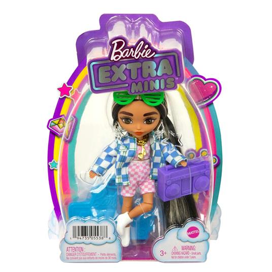Barbie - Extra Minis Mini Bambola Articolata con Giacca a Quadri e Morbidi Capelli Bicolore - 6