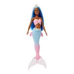Barbie Dreamtopia, bambola dai capelli blu e coroncina regale, con corpetto a conchiglia e la coda multicolore sfumata