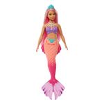 Barbie Dreamtopia, bambola dai capelli rosa con coroncina regale, con corpetto a conchiglia e la coda multicolore sfumata