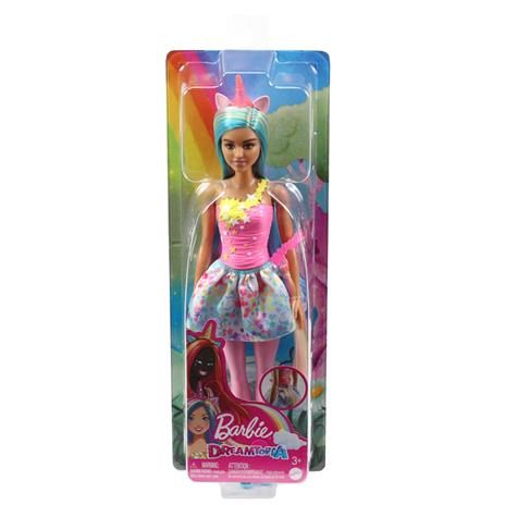 Barbie Dreamtopia, bambola dai capelli blu e rosa, il corpetto scintillante e una gonna rimovibile con stampa di nuvole - 6
