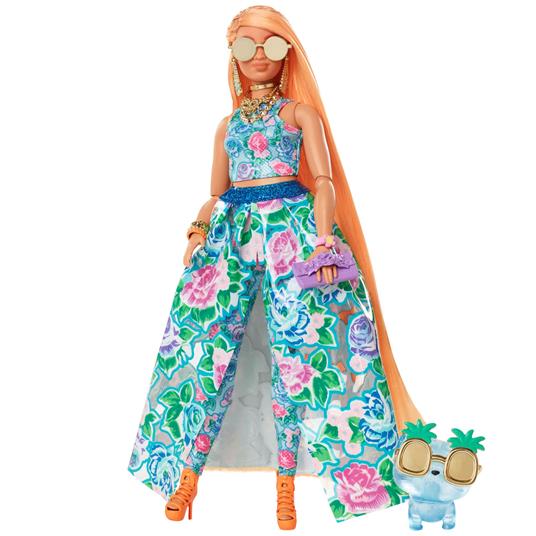 Barbie Extra, bambola con abito voluminoso, accessori, un'acconciatura alla moda e un cucciolo coordinato, snodata