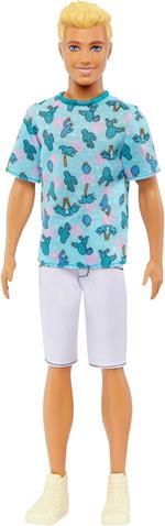 Bambola Barbie Ken Fashionistas #211 con capelli biondi, con maglietta a forma di cactus