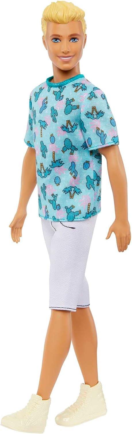 Bambola Barbie Ken Fashionistas #211 con capelli biondi, con maglietta a forma di cactus - 5