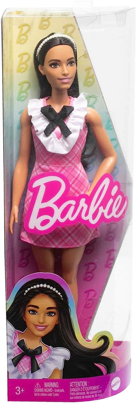 Barbie Fashionistas Vestito Rosa Capelli neri - 6