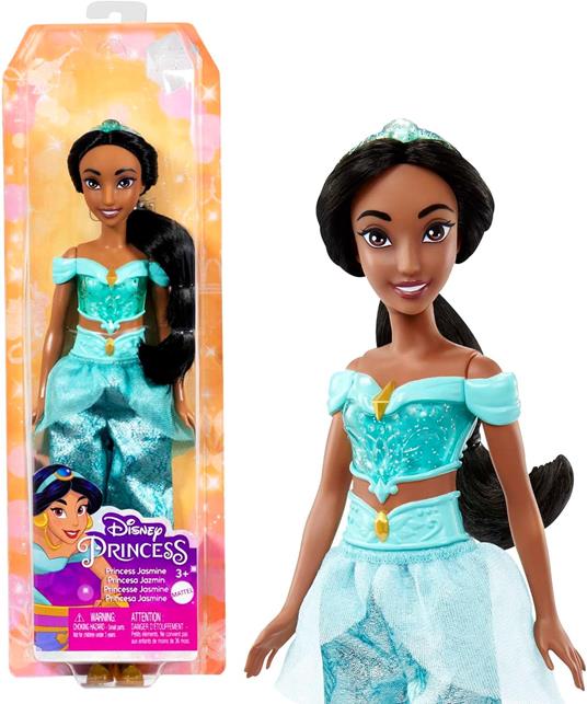 Disney Princess - Jasmine bambola con capi e accessori scintillanti ispirati al film, giocattolo per bambini, HLW12