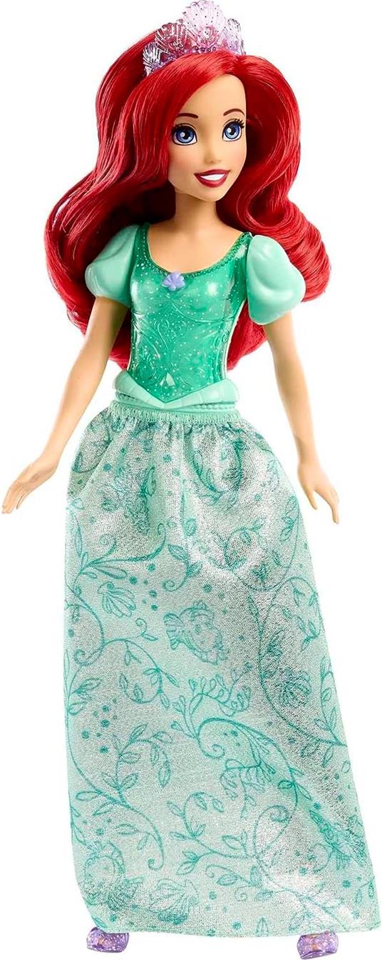Disney princess  ariel bambola snodata, con capi e accessori scintillanti ispirati al film disney - 6