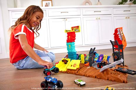 Hot Wheels Monster Trucks Arena degli Scontri Semifinali, playset collegabile con 1 Hot Wheels Monster Truck e 2 macchinine - 5