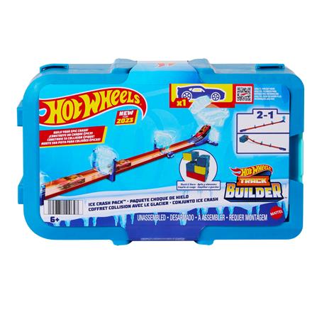 Hot Wheels - Track Builder Set da costruzione con pezzi di pista, include 1 macchinina e accessori in un box impilabile - 6