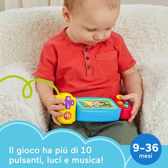 Fisher-price  console gira e impara, videogioco finto per bambini ai primi passi, con luci, suoni e canzoni educative - 2