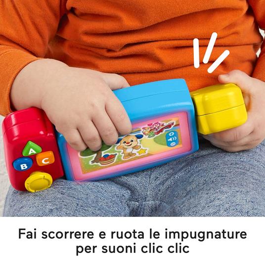 Fisher-price  console gira e impara, videogioco finto per bambini ai primi passi, con luci, suoni e canzoni educative - 4