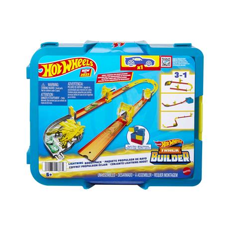 Hot Wheels - Track Builder Assortimento Box Medio Deluxe con pezzi di pista, 1 macchinina e accessori in un box impilabile - 6