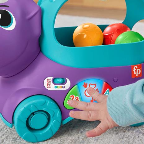Fisher-price dino impara e cammina, ?dinosauro giocattolo educativo con cordino per trainarlo - 4