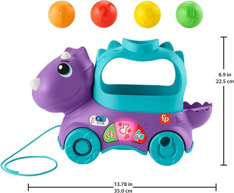 Fisher-price dino impara e cammina, ?dinosauro giocattolo educativo con cordino per trainarlo - 5