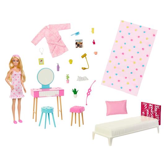 ?Barbie Movie - Playset della camera da letto di Barbie include una bambola Barbie, un letto, una specchiera, un gattino - 3