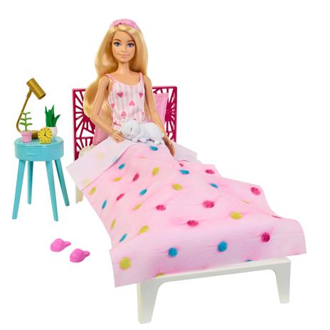 ?Barbie Movie - Playset della camera da letto di Barbie include una bambola Barbie, un letto, una specchiera, un gattino - 4