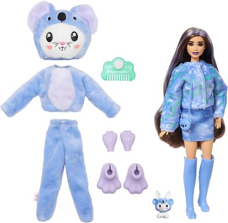 Barbie Cutie Reveal - Bambola con Costume di Peluche da Coniglietto-Koala e 10 Accessori a Sorpresa Cambia Colore, - 6