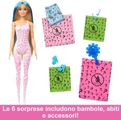 Barbie Color Reveal - Bambole Trendy con Corpetto Cambia Colore e 6 Accessori a Sorpresa da Scoprire - 5