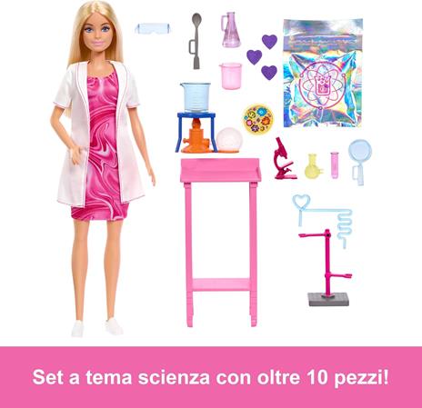 Barbie Carriere - Scienziata, set bambola bionda con camice bianco da laboratorio e accessori inclusi, 3+ anni, JCR70 - 3
