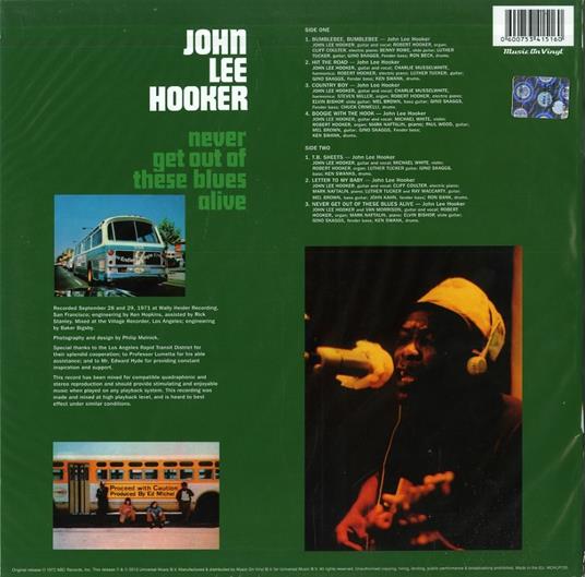 Never Get Out of These Blues Alive - Vinile LP di John Lee Hooker - 2