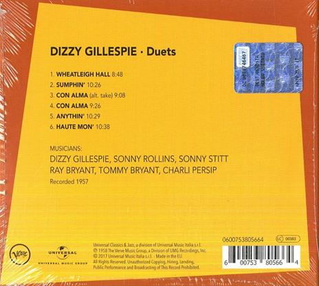 Duets (feat. Sonny Rollins & Sonny Stitt) - CD Audio di Dizzy Gillespie - 2