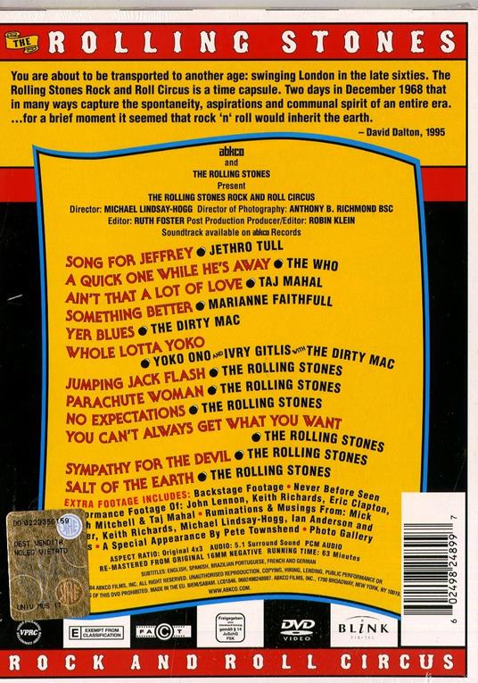 The Rolling Stones. Rock and Roll Circus (DVD) - DVD di Rolling Stones - 2