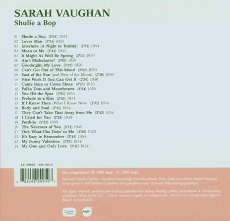 Shuile a Bop - CD Audio di Sarah Vaughan - 2