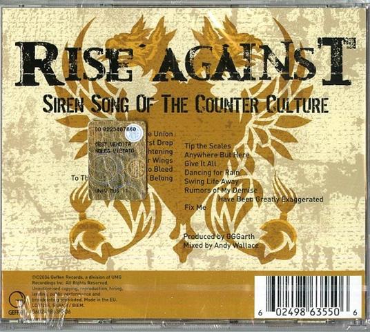 Siren Songs of the Counter - CD Audio di Rise Against - 2