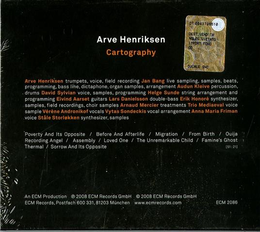 Cartography - CD Audio di Arve Henriksen - 2