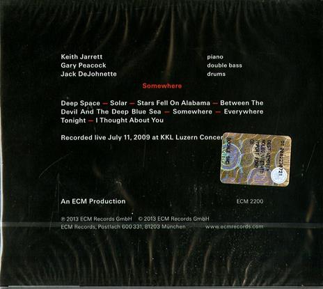 Somewhere - CD Audio di Keith Jarrett,Gary Peacock,Jack DeJohnette - 2