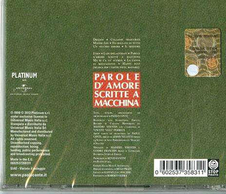 Parole d'amore scritte a macchina - CD Audio di Paolo Conte - 2