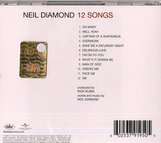 12 Songs - CD Audio di Neil Diamond - 2