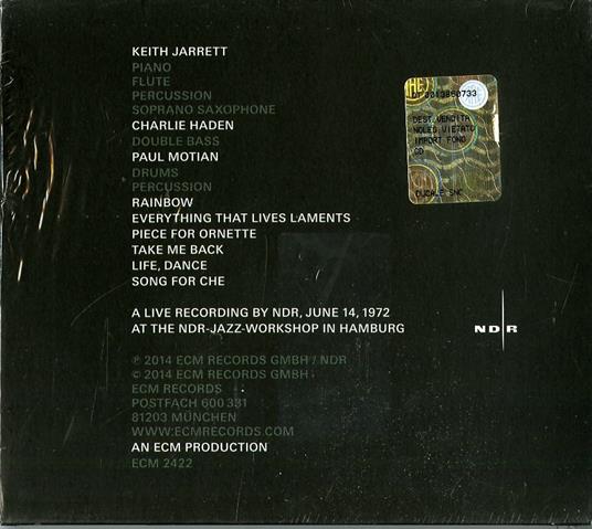 Hamburg '72 - CD Audio di Charlie Haden,Keith Jarrett,Paul Motian - 2
