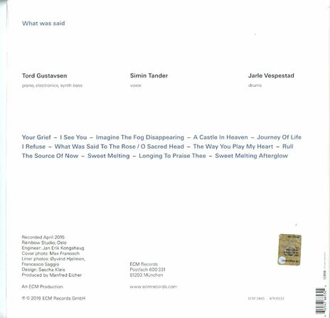 What Was Said - Vinile LP di Tord Gustavsen - 2