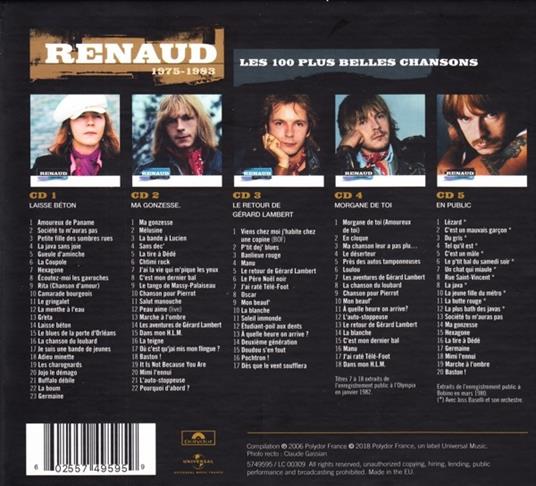 Les 100 plus belles chansons - CD Audio di Renaud - 2